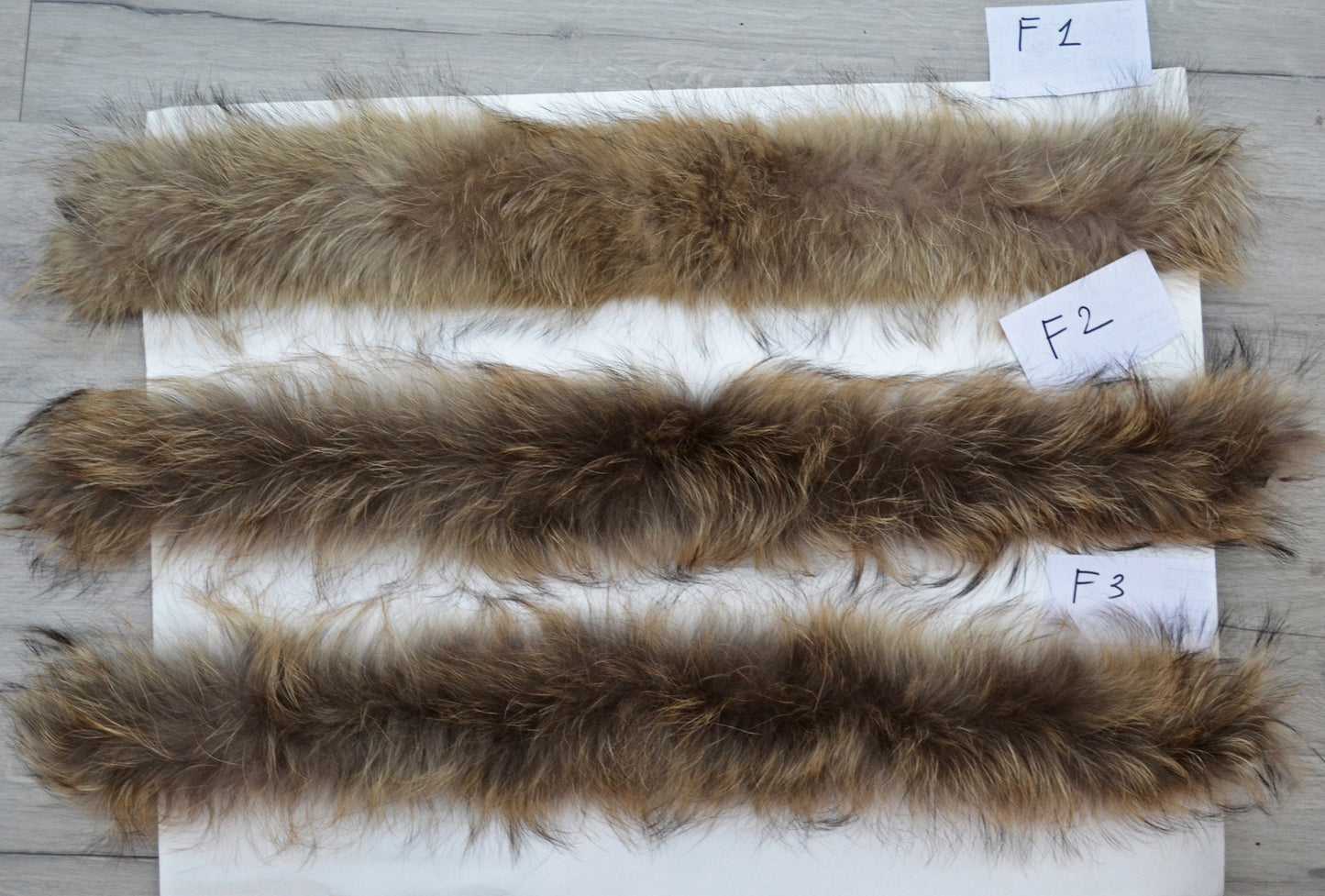 Natural Finnish raccoon fur hood trim cut from genuine Finnish raccoon pelt – size M