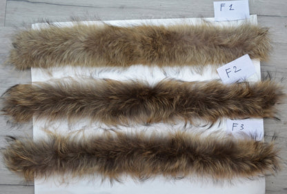 Natural Finnish raccoon fur hood trim cut from genuine Finnish raccoon pelt – size M