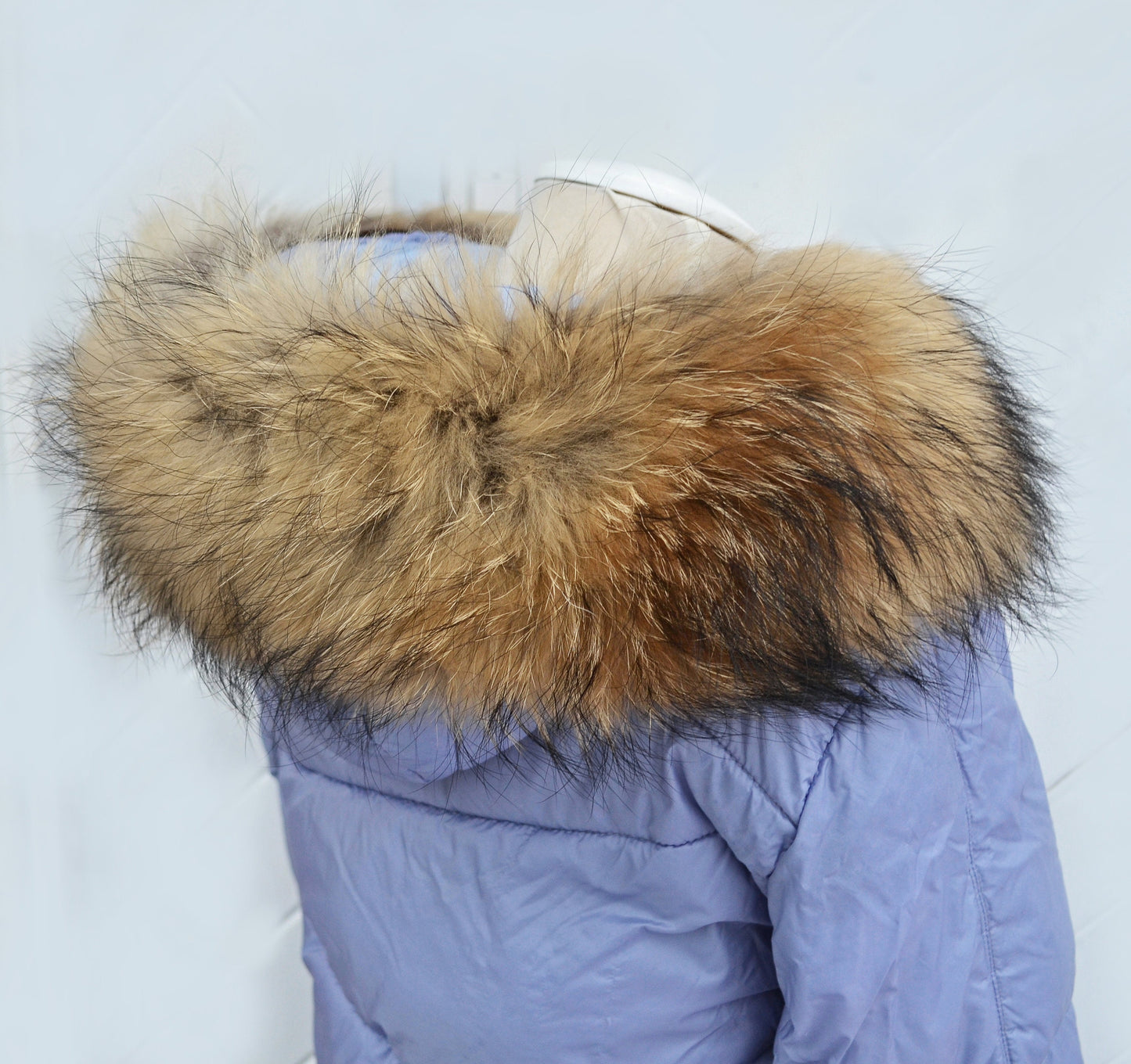 Natural Brown Finnish raccoon fur hood trim cut from genuine Finnish raccoon pelt – size XL – view 3