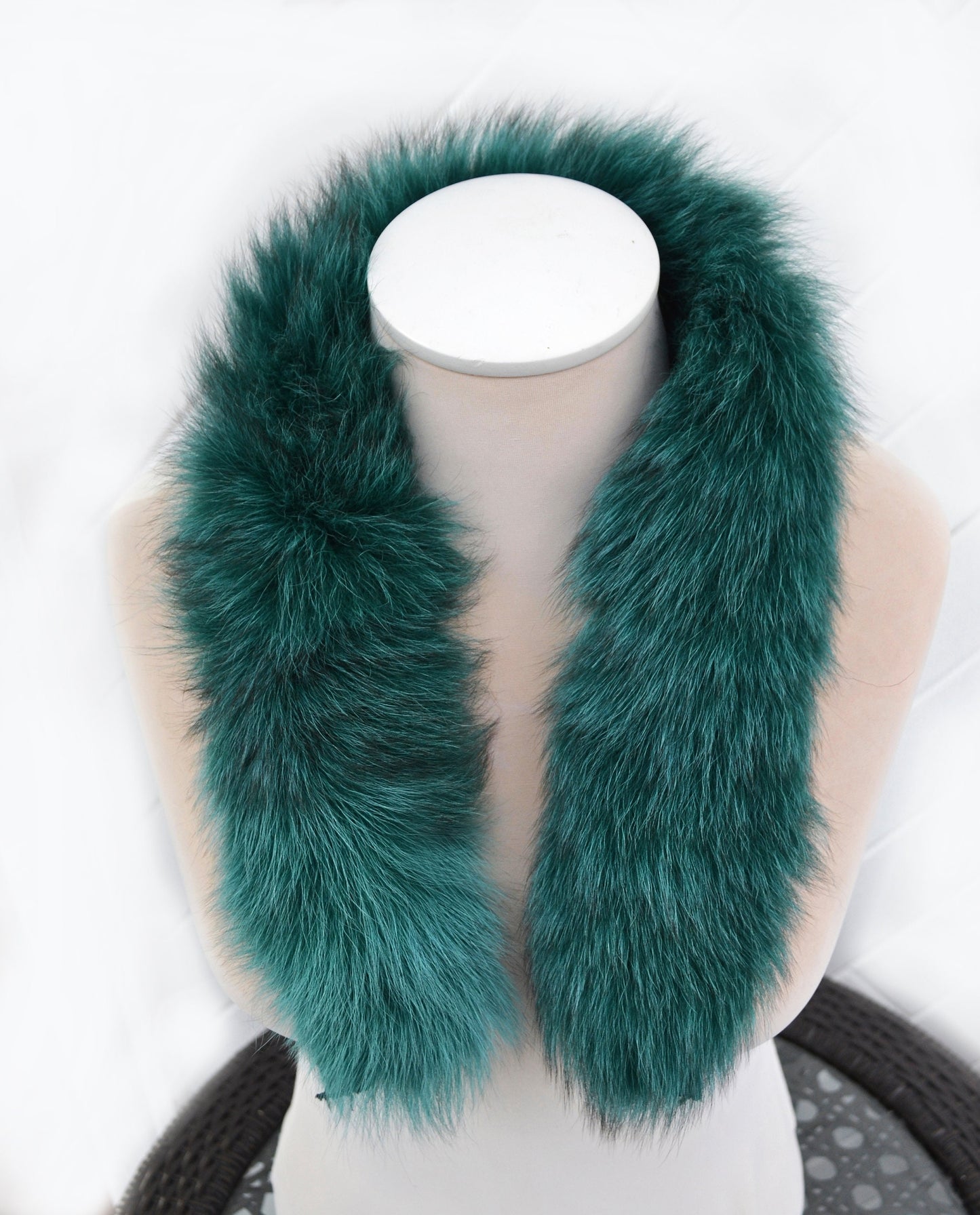 READY to SHIP, Real Fox Fur (Tail) Trim Hood, Fur collar trim, Fox Fur Collar, Fur Scarf, Fur Ruff, Fur Hood, Fur stripe, Coat Trim, Green