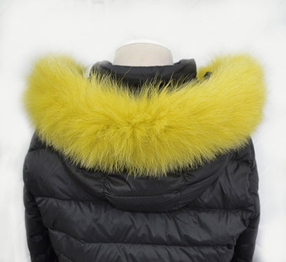 Yellow Fur Trim for Coat single – genuine fox tail fur – image 4