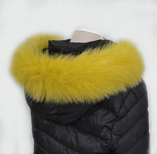 READY to SHIP, Real Fox Fur (Tail) Trim Hood, Fur collar trim, Fox Fur Collar, Fur Scarf, Fur Ruff, Fur Hood, Fur stripe, Coat Trim, Yellow