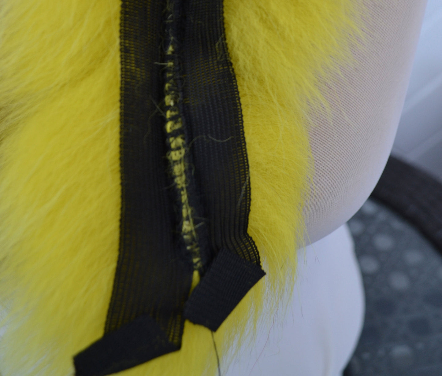 READY to SHIP, Real Fox Fur (Tail) Trim Hood, Fur collar trim, Fox Fur Collar, Fur Scarf, Fur Ruff, Fur Hood, Fur stripe, Coat Trim, Yellow