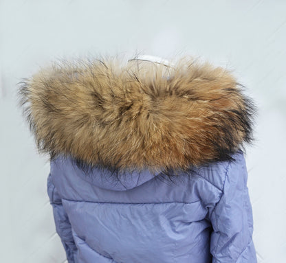 Natural Brown Finnish raccoon fur hood trim cut from genuine Finnish raccoon pelt – size XL – view 2