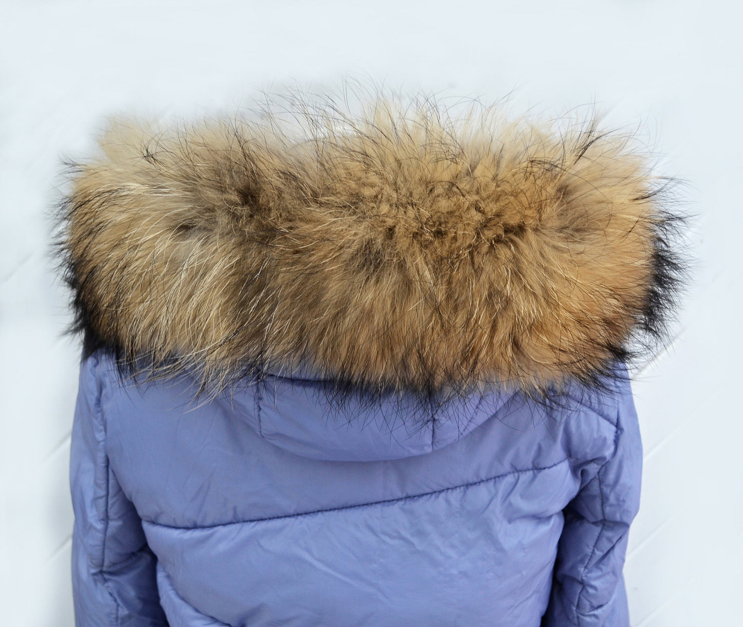 Natural Brown Finnish raccoon fur hood trim cut from genuine Finnish raccoon pelt – size XL