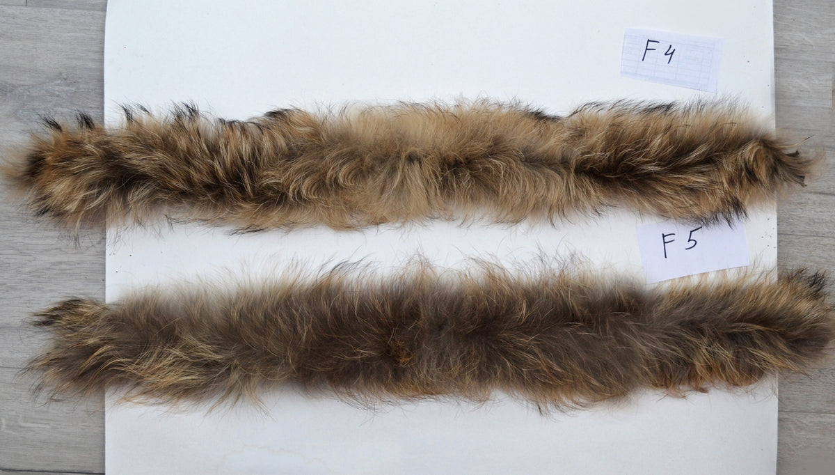 Natural Finnish raccoon fur hood trim cut from genuine Finnish raccoon pelt – size M – view 2