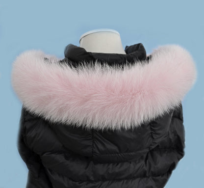 Pink Real Fur Replacement for Hood – genuine Arctic fox pelt – image 2