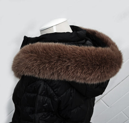 Brown Fox Fur Hood – genuine Arctic fox pelt – image 3