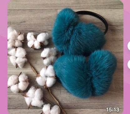Real Fur Earmuffs, Rabbit Fur Ear Warmer, Pink Earmuffs, Large Ear Muffs, Fluffy Ear Muffs, Earmuffs Women, Rabbit Fur, Ear Warmers, Green