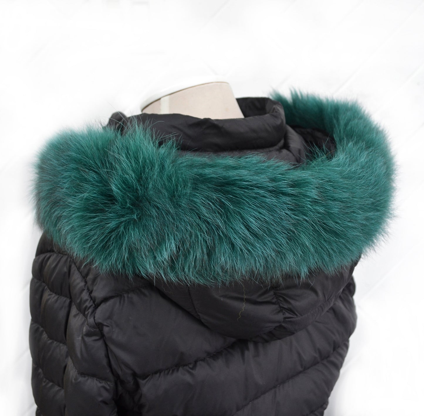 READY to SHIP, Real Fox Fur (Tail) Trim Hood, Fur collar trim, Fox Fur Collar, Fur Scarf, Fur Ruff, Fur Hood, Fur stripe, Coat Trim, Green
