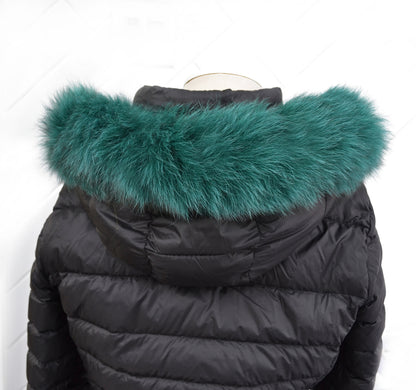 Green (Emerald) Fur Trim for Jacket single – genuine fox tail fur – image 4