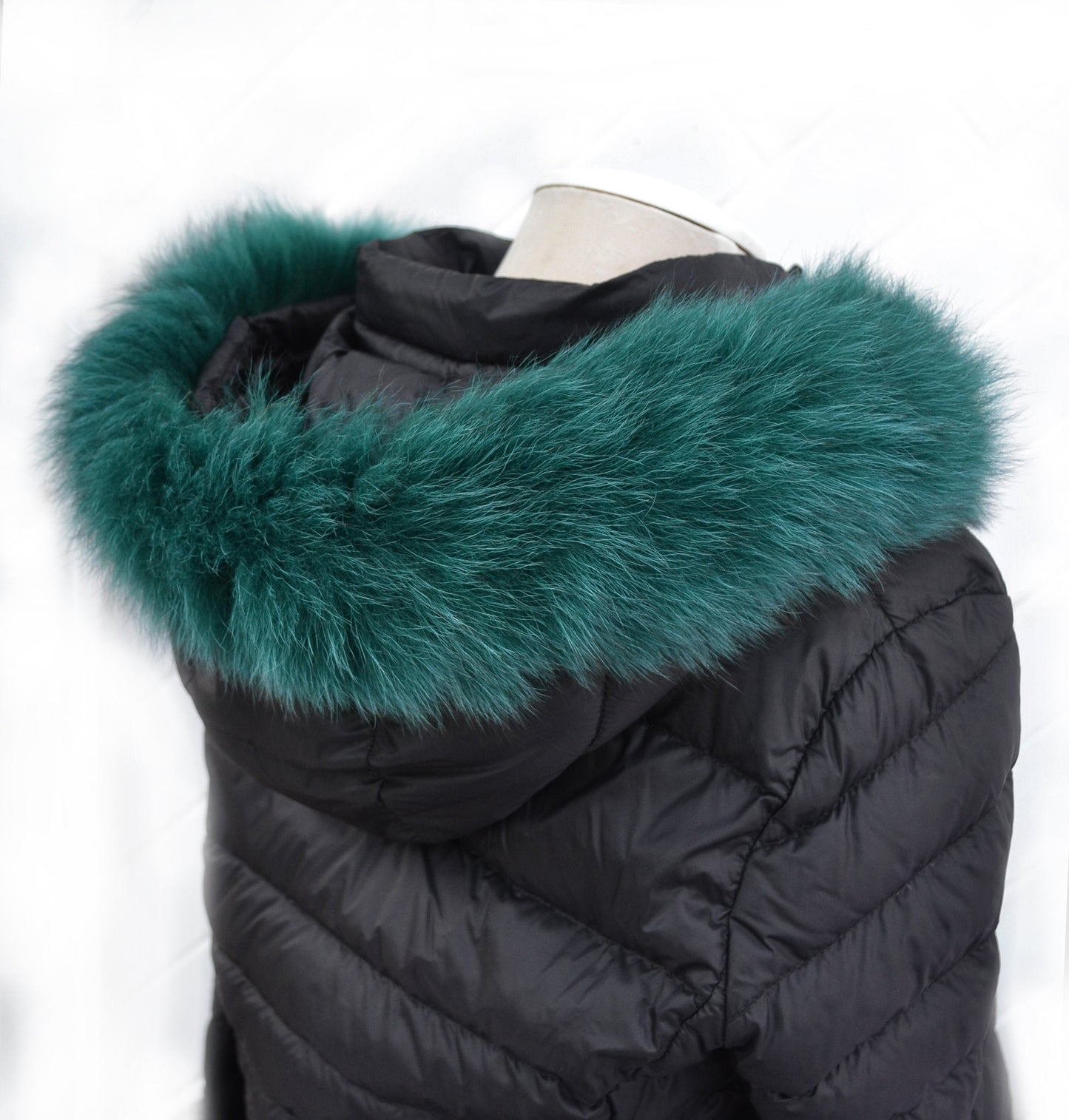 READY to SHIP, Real Fox Fur (Tail) Trim Hood, Fur collar trim, Fox Fur Collar, Fur Scarf, Fur Ruff, Fur Hood, Fur stripe, Coat Trim, Green