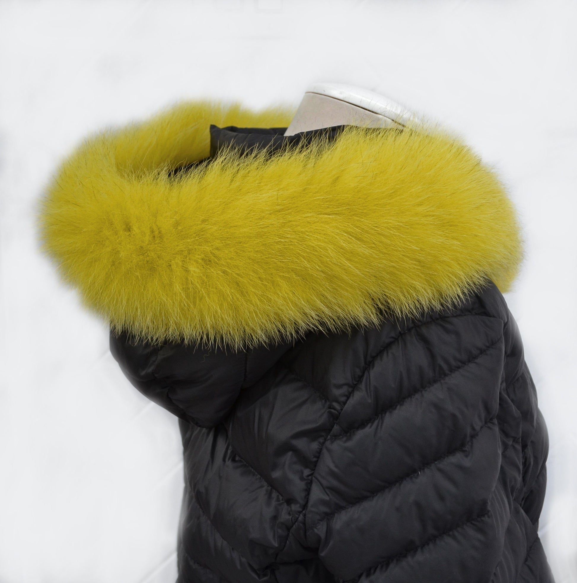 READY to SHIP, Real Fox Fur (Tail) Trim Hood, Fur collar trim, Fox Fur Collar, Fur Scarf, Fur Ruff, Fur Hood, Fur stripe, Coat Trim, Yellow