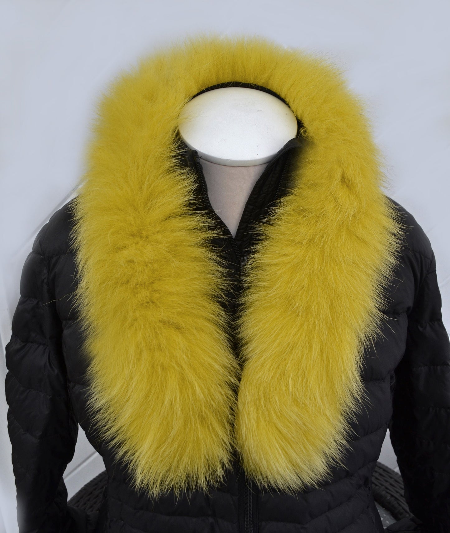 READY to SHIP, Real Fox Fur (Tail) Trim Hood, Fur collar trim, Fox Fur Collar, Fur Scarf, Fur Ruff, Fur Hood, Fur stripe, Coat Trim, Yellow