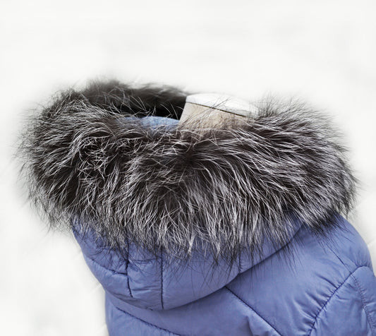 BY ORDER, Real Silver Fox Fur Trim Hood, Fur collar trim, Fox Fur Collar, Fur Scarf, Fur Ruff, Fox Fur Hood, Fox Fur stripe Coat 80x3 cm
