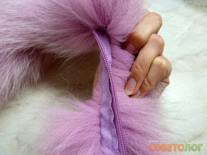 Green (Mint) real fox fur hood trim made from fox tail fur – Single – view 6