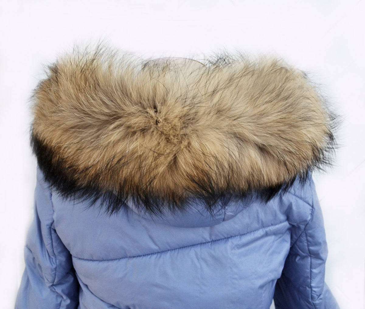 Natural Brown Finnish raccoon fur hood trim cut from genuine Finnish raccoon pelt – size XL – view 7