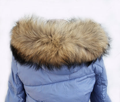 Natural Brown Finnish raccoon fur hood trim cut from genuine Finnish raccoon pelt – size XL – view 7