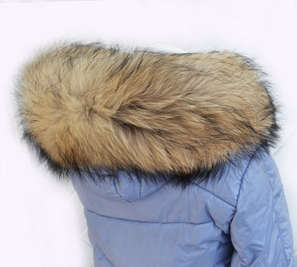 Natural Brown Finnish raccoon fur hood trim cut from genuine Finnish raccoon pelt – size XL – view 8