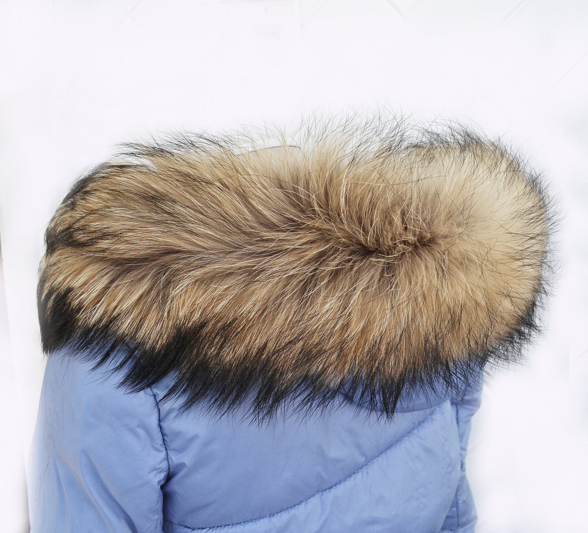 Natural Brown Finnish raccoon fur hood trim cut from genuine Finnish raccoon pelt – size XL