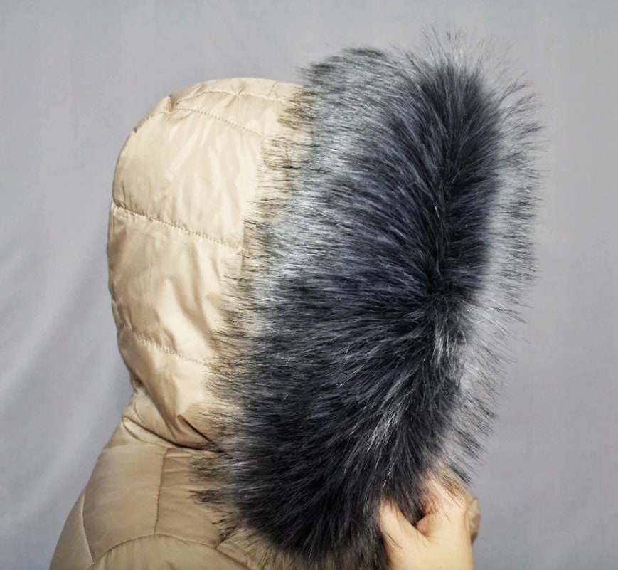 BY ORDER Faux Fur Vegan Trim Hood 70 cm, Faux Fur Collar Trim Like Raccoon, Fake Fur, Fur Fabric, Fur Ruff, Faux Fur Hood, Hood Fur Jacket