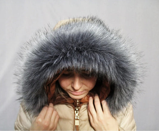 BY ORDER Faux Fur Vegan Trim Hood 70 cm, Faux Fur Collar Trim Like Raccoon, Fake Fur, Fur Fabric, Fur Ruff, Faux Fur Hood, Hood Fur Jacket