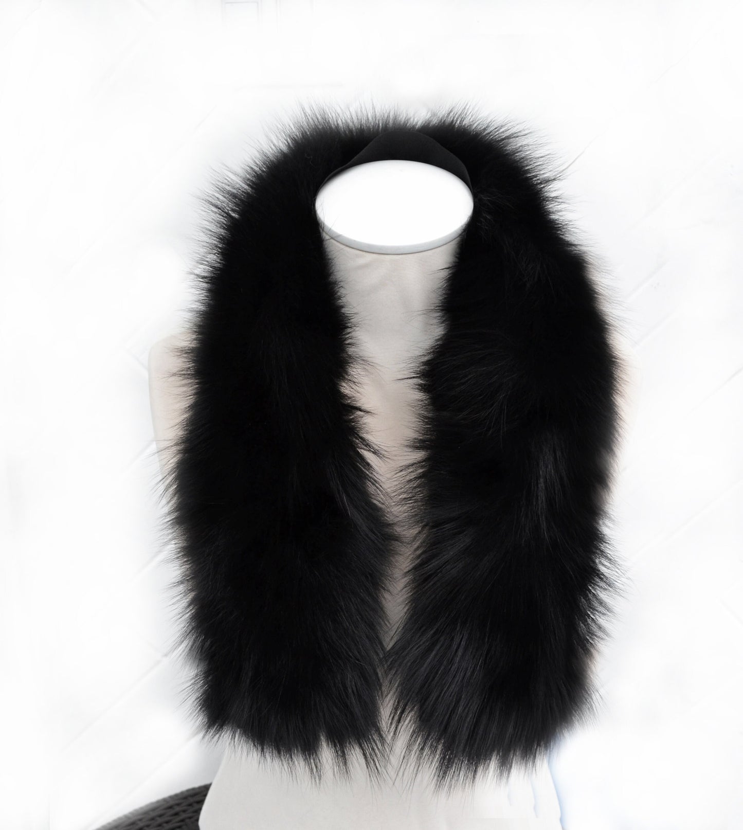 BY ORDER From Pieces! XL Large Full Finnish Real Fox Fur Collar, Fur Trim for Hoodie, Fox Fur Collar, Fur Scarf, Fur Ruff,  Black Fox