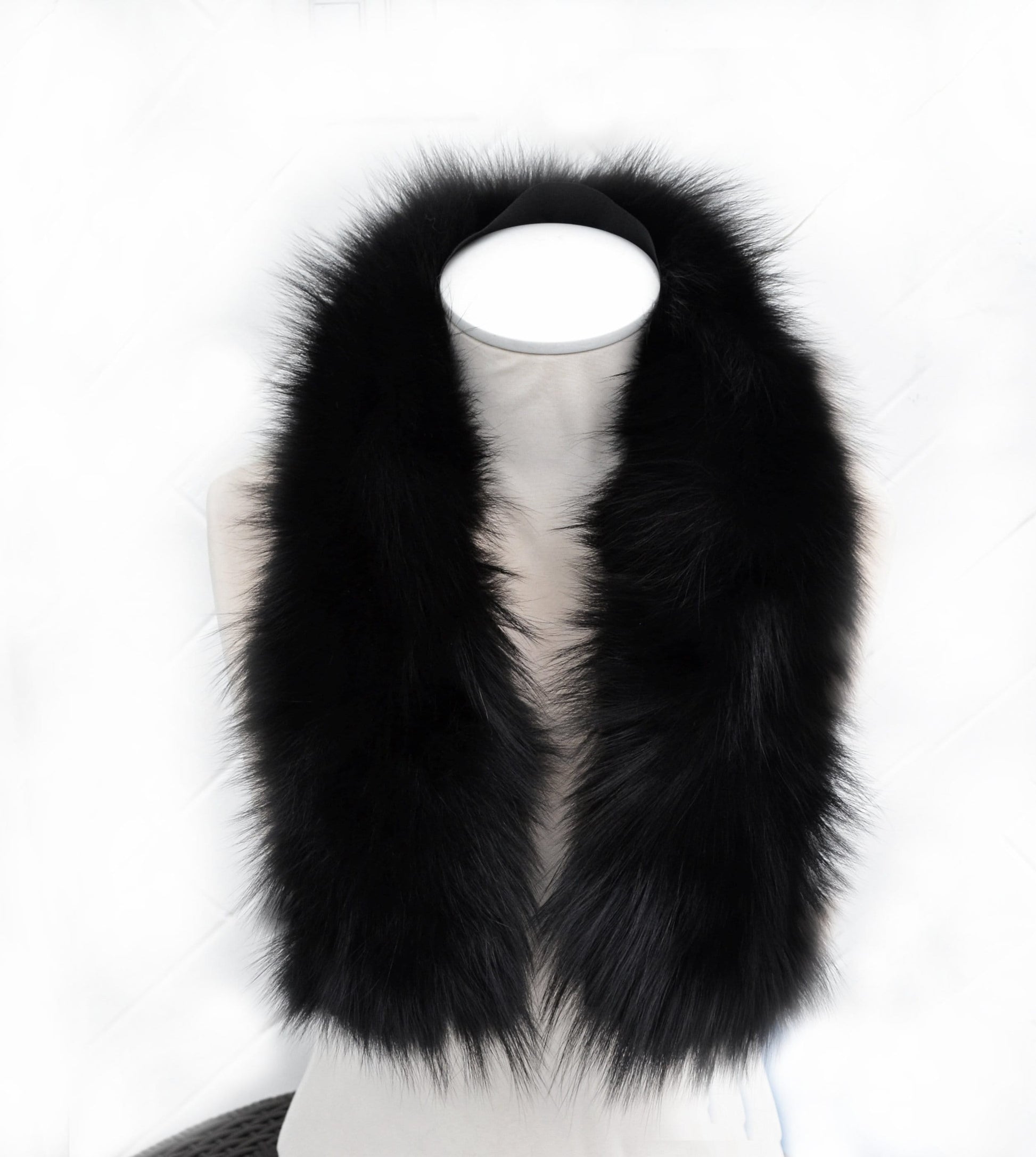 BY ORDER From Pieces! XL Large Full Finnish Real Fox Fur Collar, Fur Trim for Hoodie, Fox Fur Collar, Fur Scarf, Fur Ruff, Black Fox