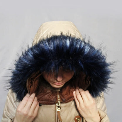 Navy Blue Faux Fur Hood Trim – 60–80 cm