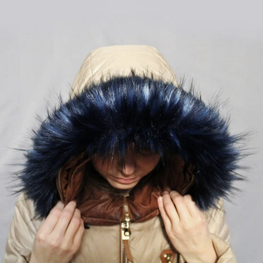 BY ORDER Faux Fur Collar Trim 70 cm, Faux Fur Vegan Trim Hood, Fake Fur, Fur Fabric, Fur Ruff, Faux Fur Hood, Hood Jacket, Navy Blue