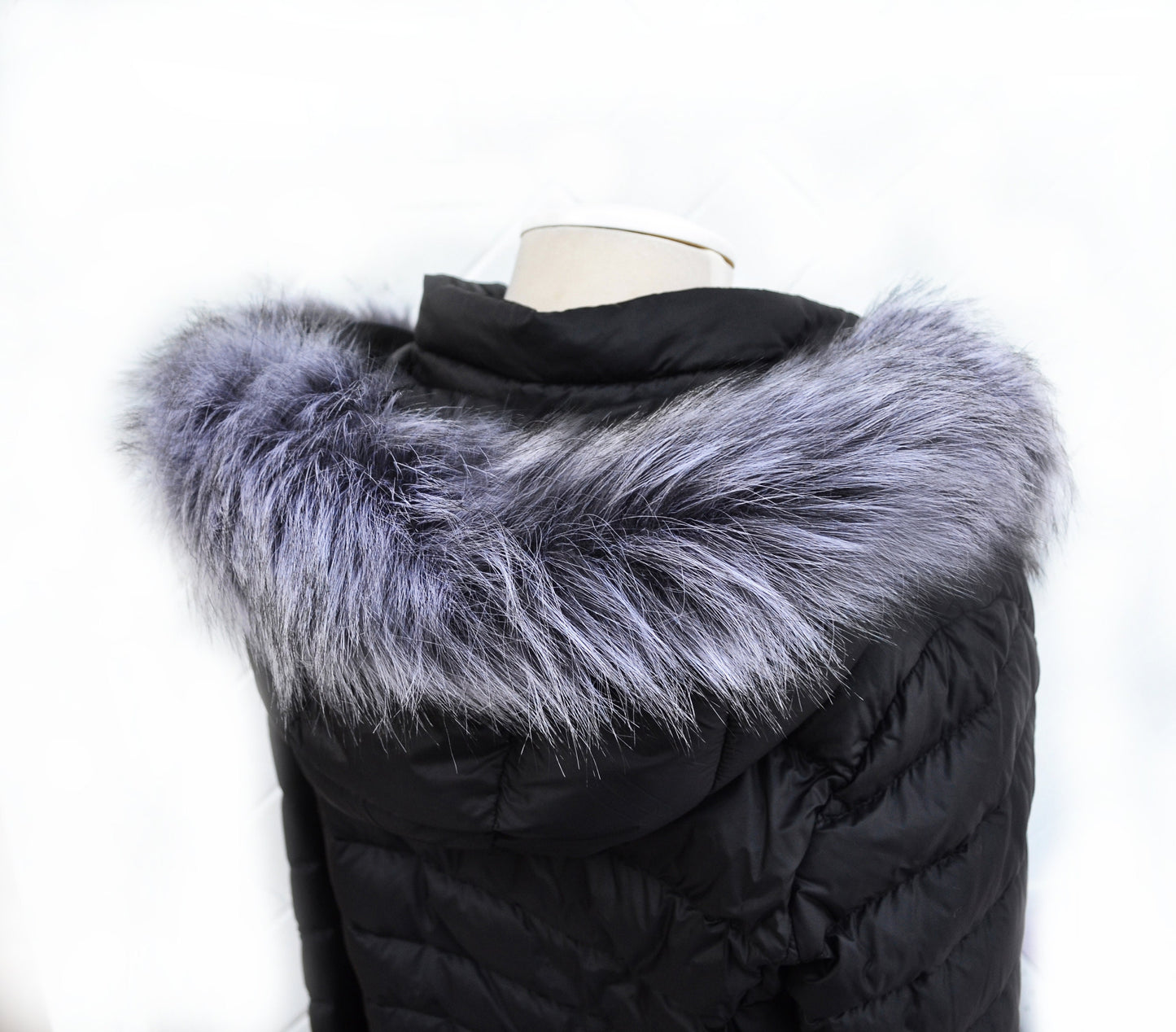 BY ORDER Faux Fur Vegan Trim Hood 70 cm, Faux Fur Collar Trim Like Silver fox, Fake Fur, Fur Fabric, Fur Ruff, Faux Fur Hood Jacket