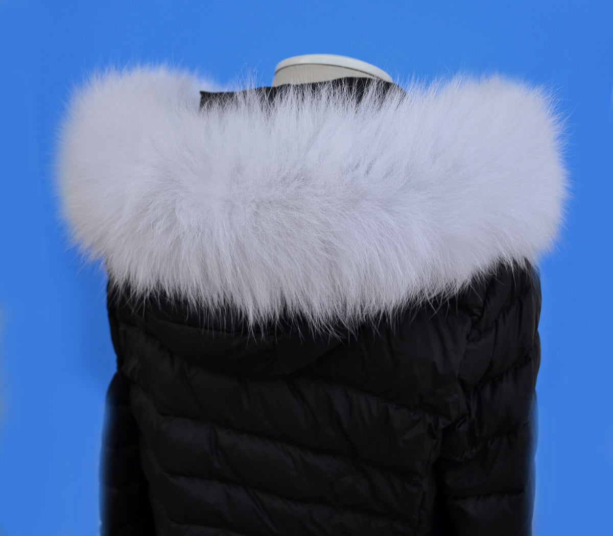 White real fox fur hood trim made from fox tail fur – Double – view 2