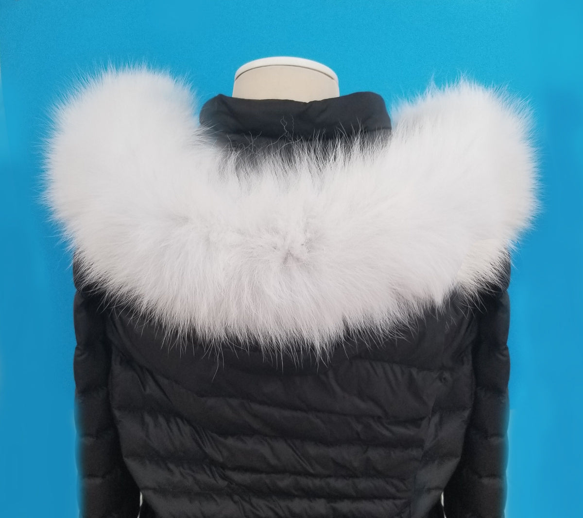 White real fox fur hood trim made from fox tail fur – Double – view 4