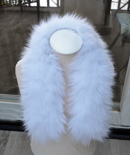 White real fox fur hood trim made from fox tail fur – Double – view 5
