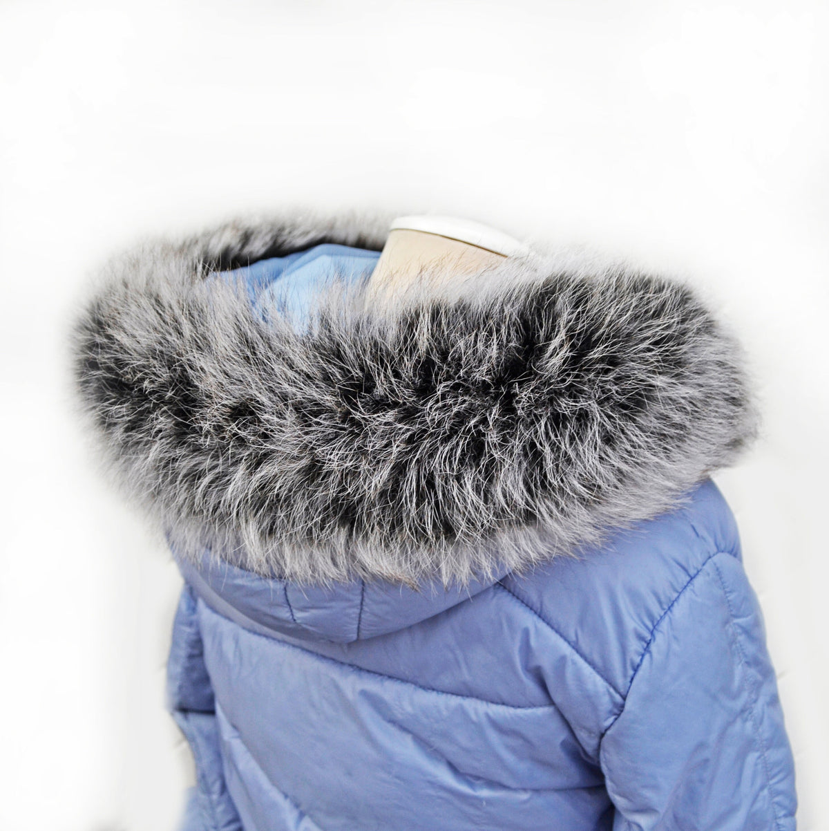 Silver Fox Look Fur Collar Trim double – genuine fox tail fur – image 2