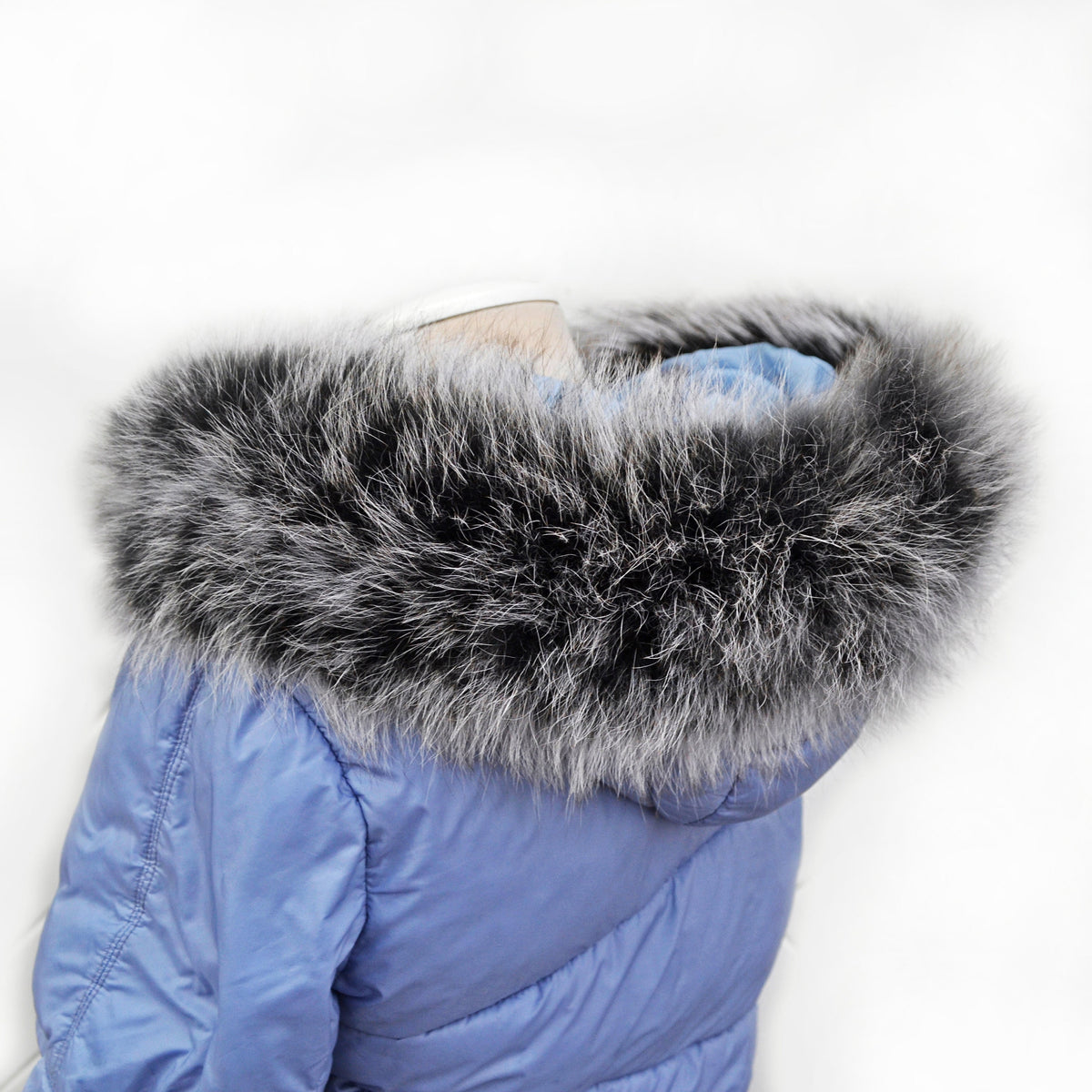 Silver Fox Look Fur Collar Trim double – genuine fox tail fur – image 3