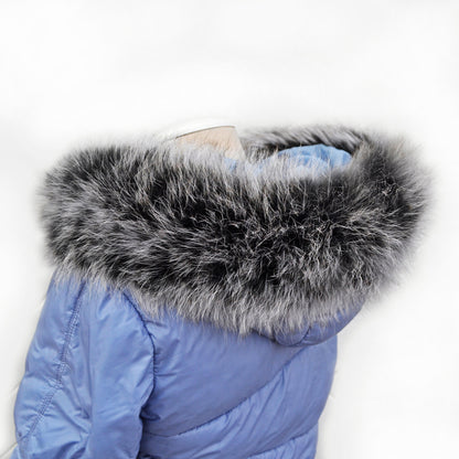 Silver Fox Look Fur Collar Trim double – genuine fox tail fur – image 3