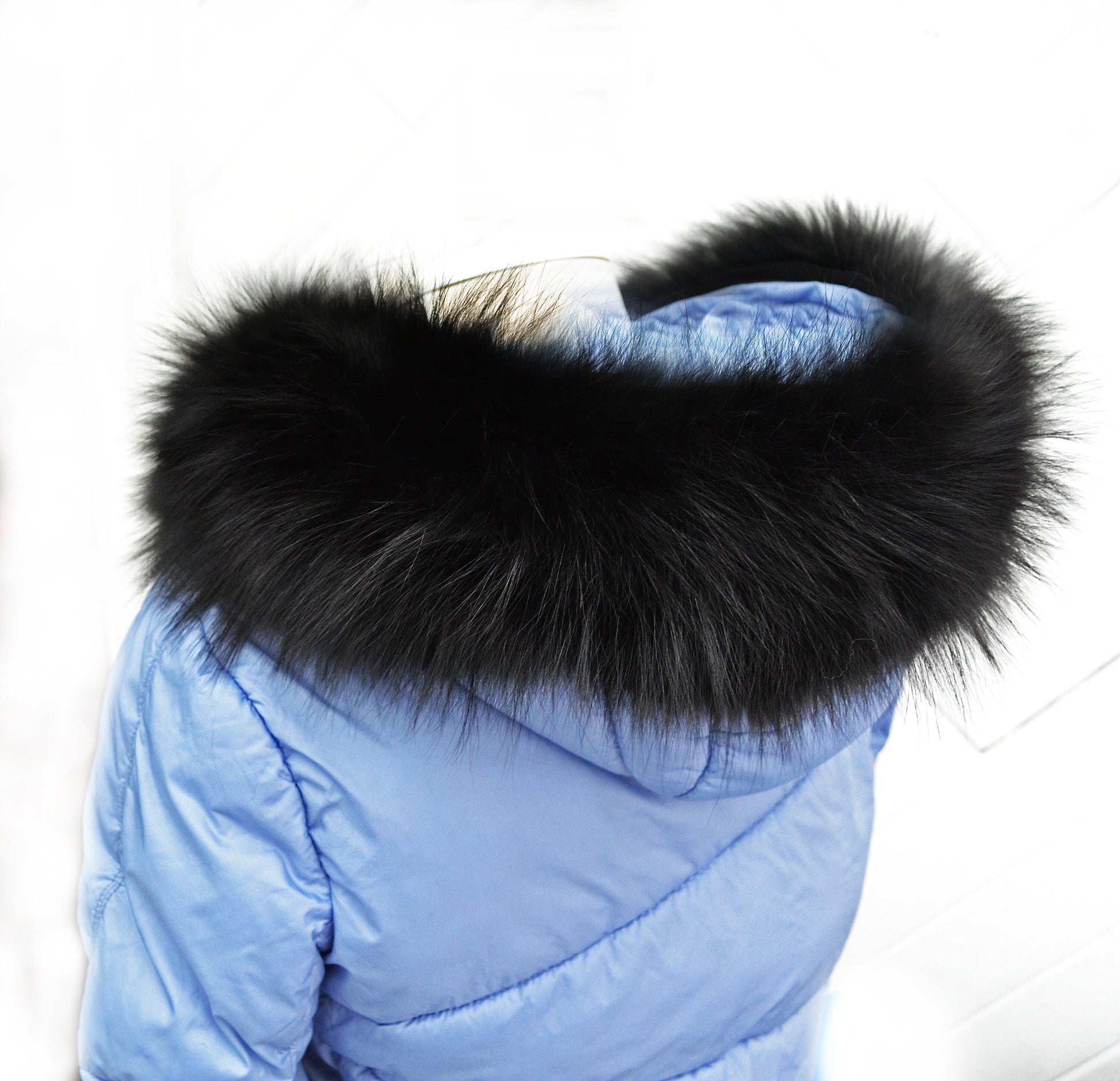 BY ORDER From Pieces! XL Large Full Finnish Real Fox Fur Collar, Fur Trim for Hoodie, Fox Fur Collar, Fur Scarf, Fur Ruff, Black Fox