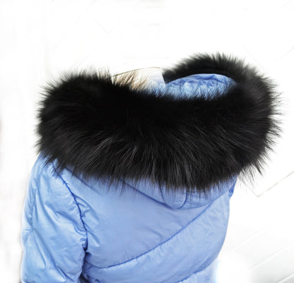 Black Fox Fur Trim – genuine Arctic fox fur pieces – image 3
