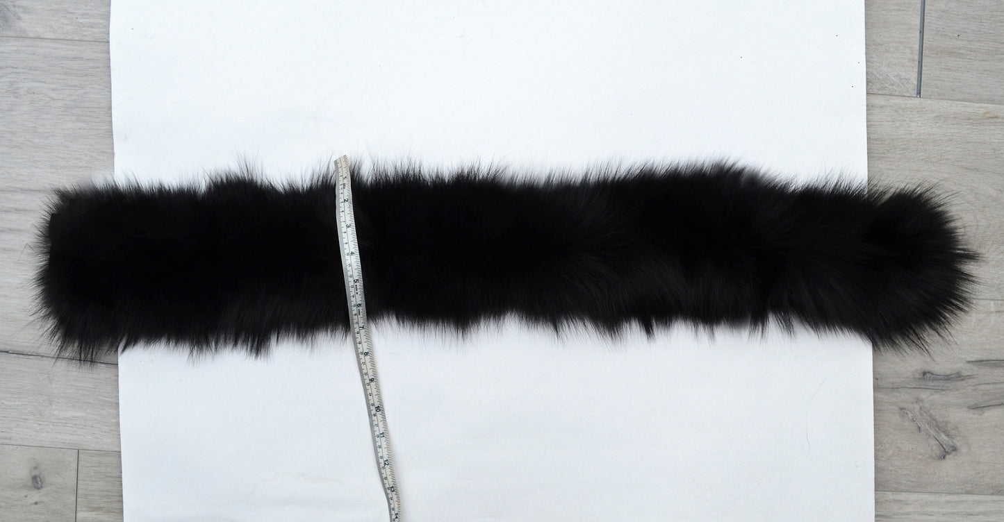 BY ORDER From Pieces! XL Large Full Finnish Real Fox Fur Collar, Fur Trim for Hoodie, Fox Fur Collar, Fur Scarf, Fur Ruff,  Black Fox