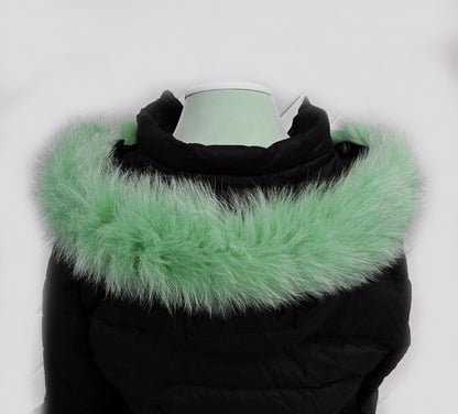 Green (Mint) real fox fur hood trim made from fox tail fur – Single – view 3