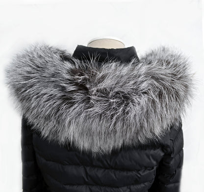 Gray Fox Fur Hood – genuine silver fox fur pieces – image 3