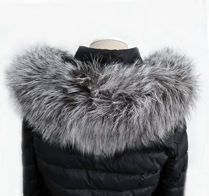 Extra Long Length 41 inch XL Large Full Finnish Silver Fox Fur Collar, Fur Trim for Hoodie, Fox Fur Collar, Scarf, READY to SHIP From Pieces