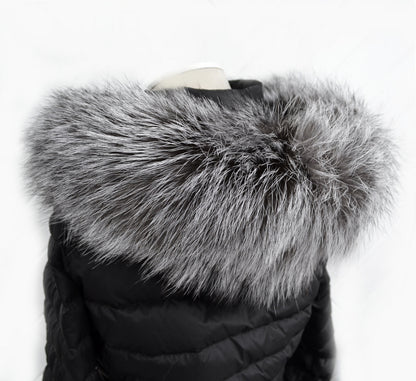 Extra Long Length 41 inch XL Large Full Finnish Silver Fox Fur Collar, Fur Trim for Hoodie, Fox Fur Collar, Scarf, READY to SHIP From Pieces