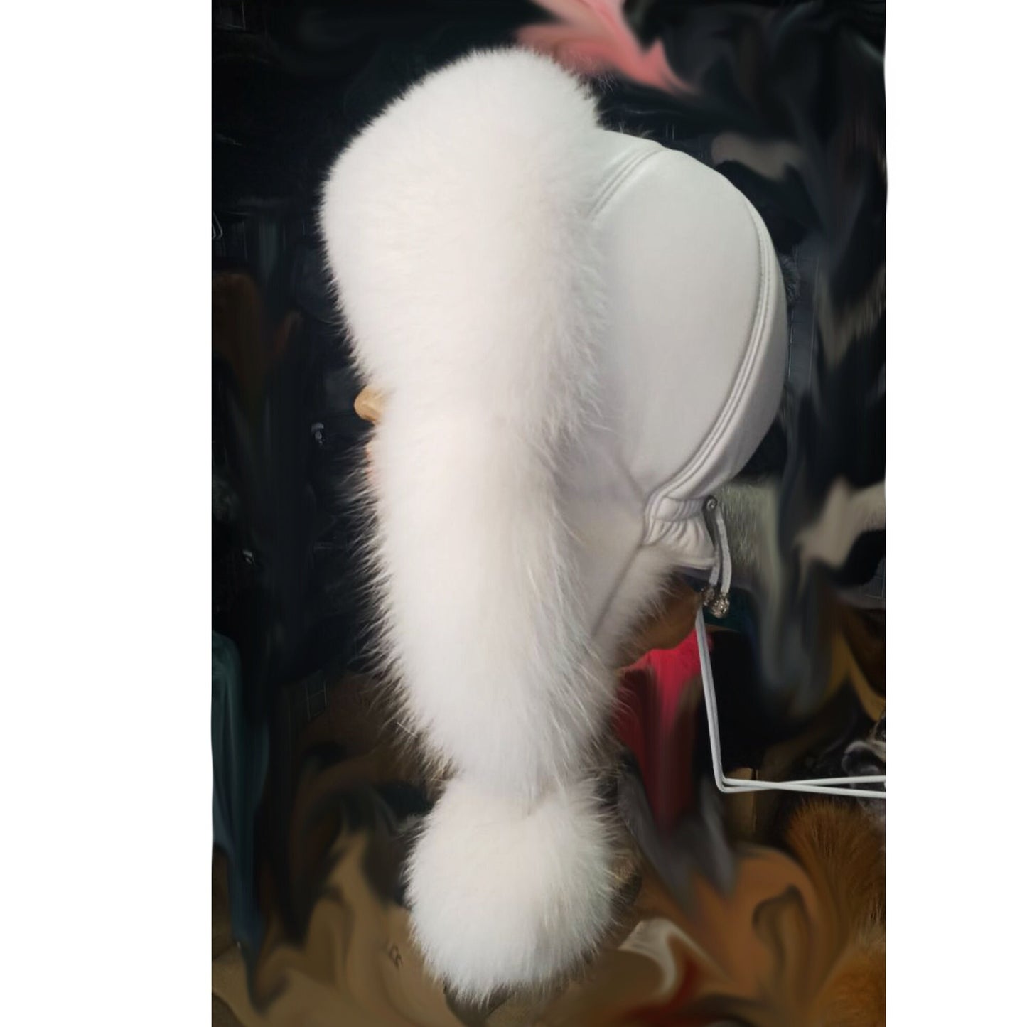 BY ORDER Women Fur Hat, Real Leather Fox Fur Hat, Aviator Hat, Ushanka, Russian Hat, Ski Hat, Leather Hat Ear Flaps, Girl Trapper Hat white