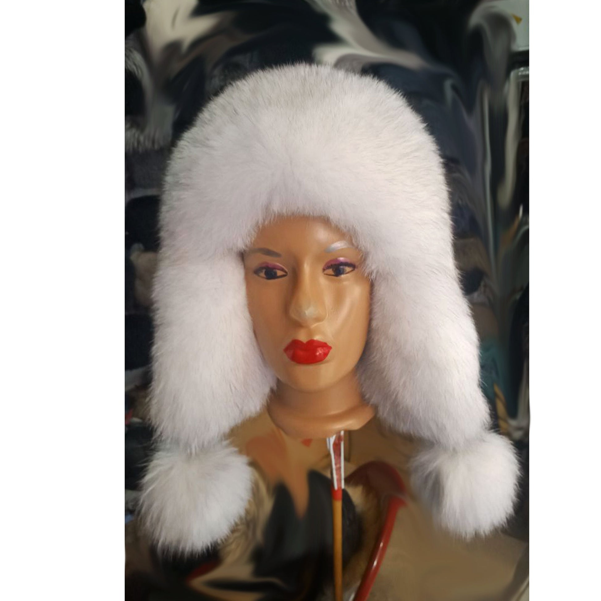 BY ORDER Women Fur Hat, Real Leather Fox Fur Hat, Aviator Hat, Ushanka, Russian Hat, Ski Hat, Leather Hat Ear Flaps, Girl Trapper Hat white