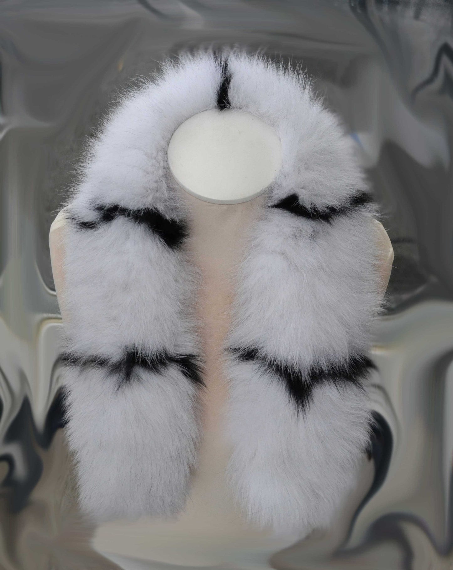 BY ORDER XL Double Real Fox Fur (Tail) Trim Hood, White and Black Fox Fur Collar, Fur Scarf, Fur Ruff, Fox Fur Hood, Hood Fur, Fur Trim