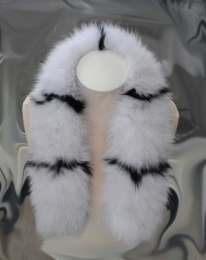 White and Black Fox Fur Trim double – genuine fox tail fur – image 5