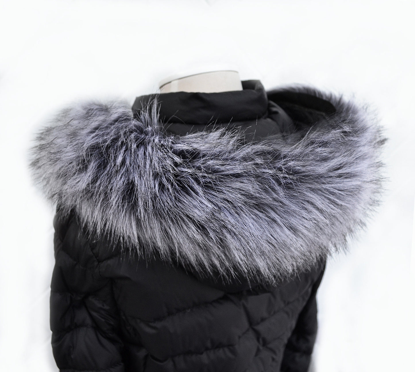 BY ORDER Faux Fur Vegan Trim Hood 70 cm, Faux Fur Collar Trim Like Silver fox, Fake Fur, Fur Fabric, Fur Ruff, Faux Fur Hood Jacket