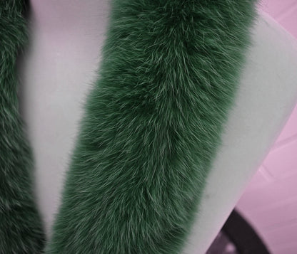 Green Real Fur Hood Trim – genuine Arctic fox pelt – image 6